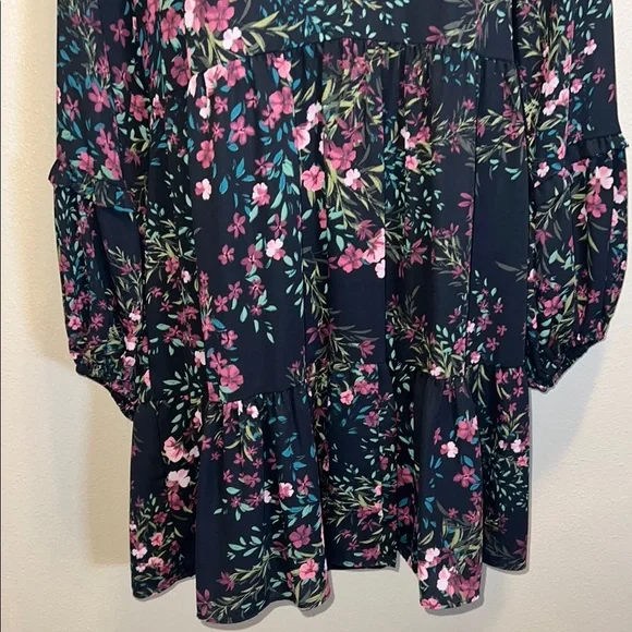 CeCe Floral Mini Dress - Black and Pink - Picture 4 of 9